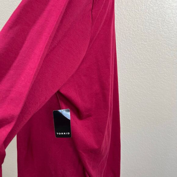 Torrid Dark Red Classic Fit T-Shirt Top  Long Sleeves Pullover Size 3(3X) causal - Picture 5 of 13